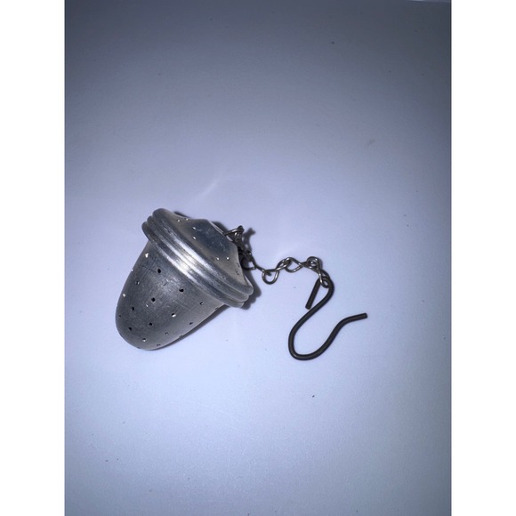 Unbranded Other - Vintage Silver Tone Metal Tea Infuser Strainer with‎ Chain and Hook Acorn Shape